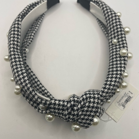 New Francesca’s Houndstooth and Pearl Knotted Headband MSRP $28 - Picture 2 of 3
